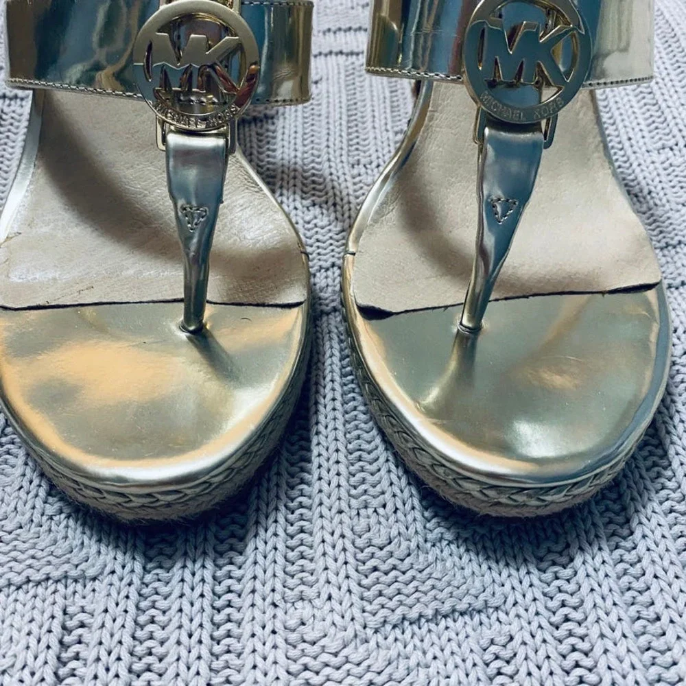 Michael Michael Kors platinum espadrille wedge sandals